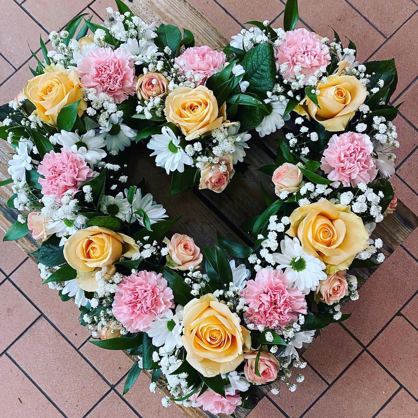 Open Flower Heart Wreath - Heart Shaped Flowers Assortment