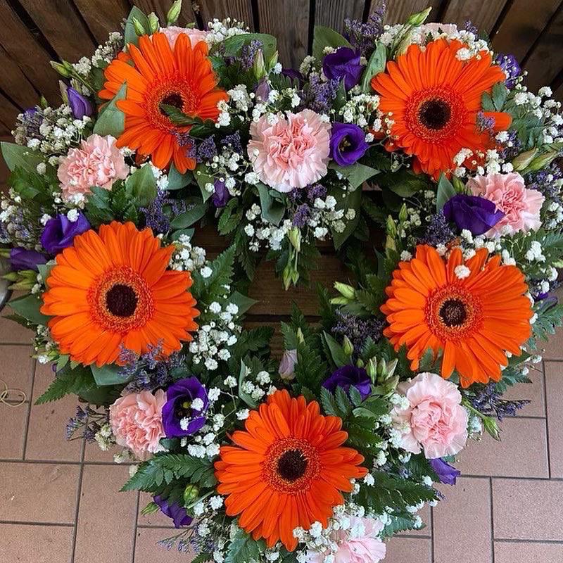 Open Flower Heart Wreath - Heart Shaped Flowers Assortment