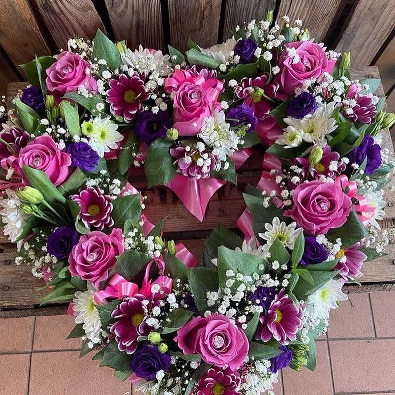 Open Flower Heart Wreath - Heart Shaped Flowers Assortment