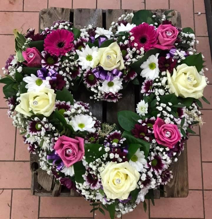 Open Flower Heart Wreath - Heart Shaped Flowers Assortment