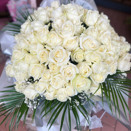 White Rose Bouquet - 10, 20, 50, 100 White Roses