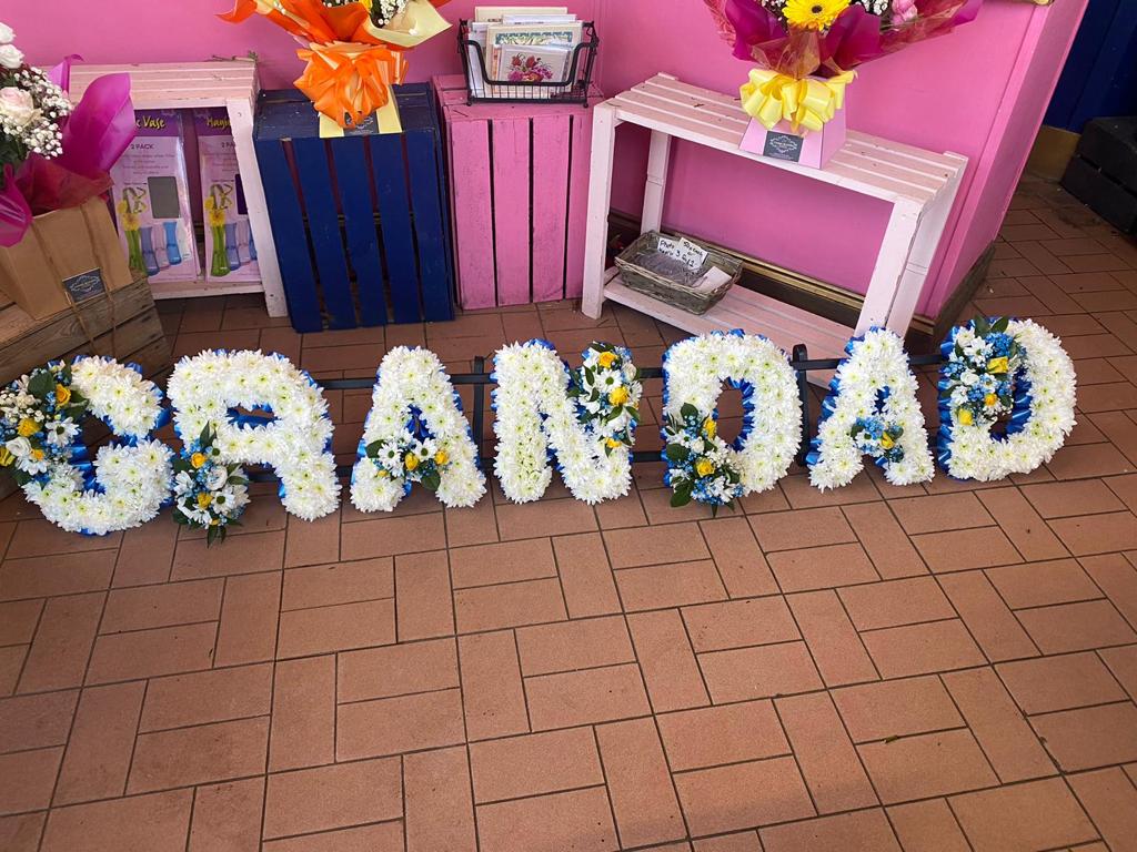 Grandad Funeral Flowers Letters – Cherry Blossom