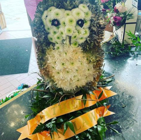 Owl Shaped Flower Arrangements - Owl Funeral Flowers